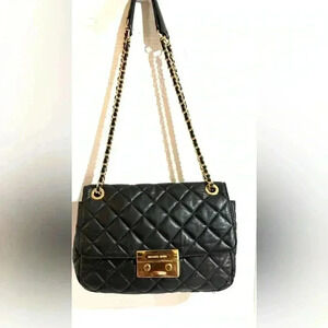 Michael Kors black quilted leather crossbody handbag